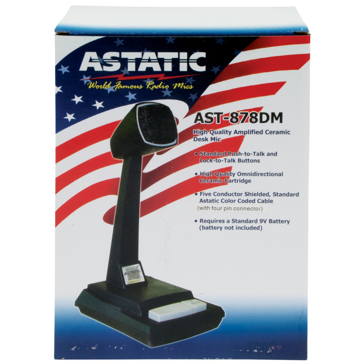Astatic 302-AST878DM CB Table Microphone, black, auxiliary microphone
