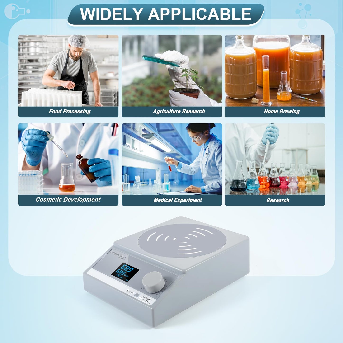 ANZESER magnetic stirrer with timer, 3.5L digital magnetic stirrer, magnetic stirring plate with LCD display.