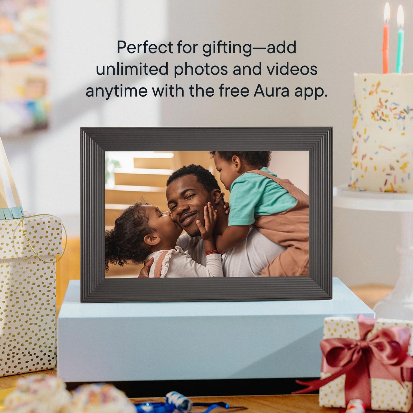 Aura Carver Smart Digital Picture Frame 10.1 Inch HD WiFi Cloud Digital Photo Frame, Free Unlimited Storage, Send Photos from Anywhere - Gravel