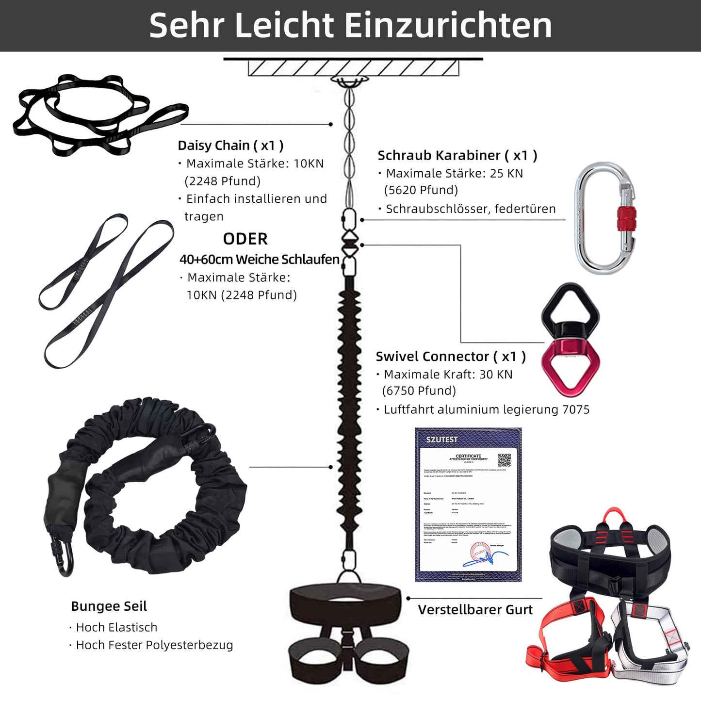 PRIOR FITNESS Bungee Fitness Equipment Set, heavy bungee resistance band, elastic dance bungee cord, bungee training device for home, gym, professional training equipment. (70KG)