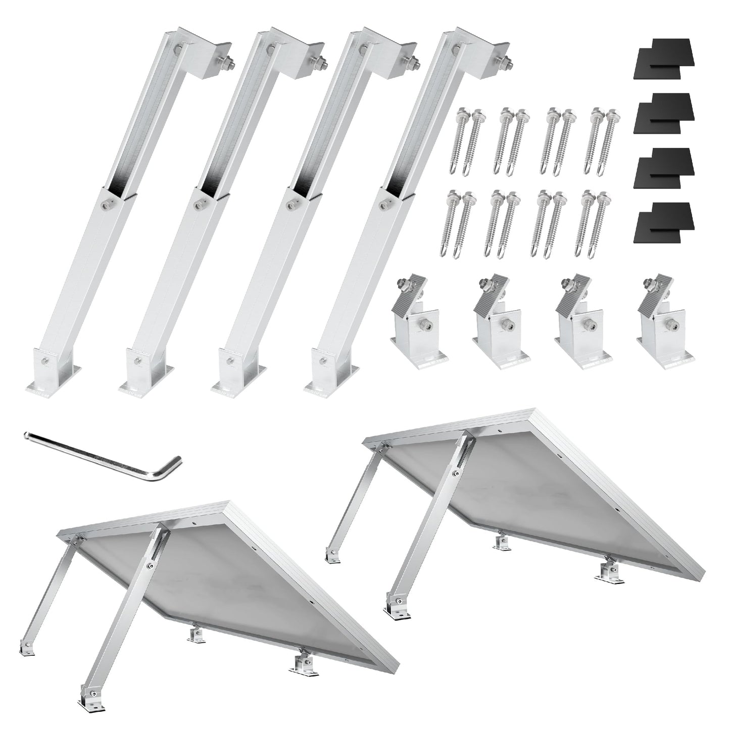 2 sets SAVOLAR solar panel mounting balcony power plant flat roof (15-60°) angle adjustable, 50-100cm adjustable, balcony power plant mounting flat roof tile roof and wall, solar panel mounting flat roof