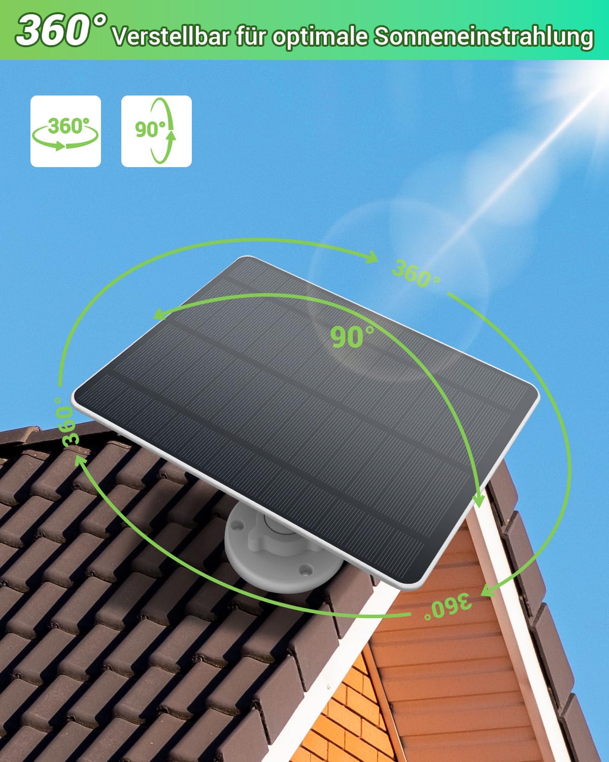 5W Solar Panel for Ring Camera - High performance solar module, IP65 waterproof & durable, solar panel for Ring Stick Up Cam/Pro Battery, Spotlight Cam/Pro/Plus Battery, 360° adjustable bracket (2)