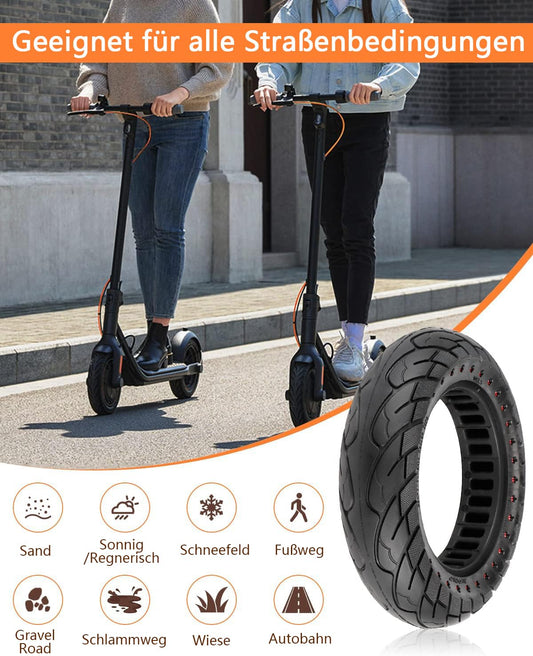 "VOLOHAS 60/70-6.5 Solid Rubber Tires 10*2.5 for Segway Ninebot Max G30/G30E/G30LP electric scooter front or rear Honeycomb Tires Anti-slip Puncture-proof (Red Dot 2 PCS)"