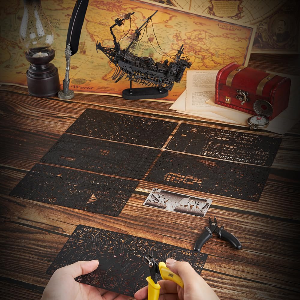 Piececool 3D Puzzle Metal Pirate Ship Silent Maria, 3D Metal Puzzle Sailboat Ship Set, Model Ship for 340 Stainless Steel, All Metal, Birthday Gift, Adult Model Building Kit, 363 Parts