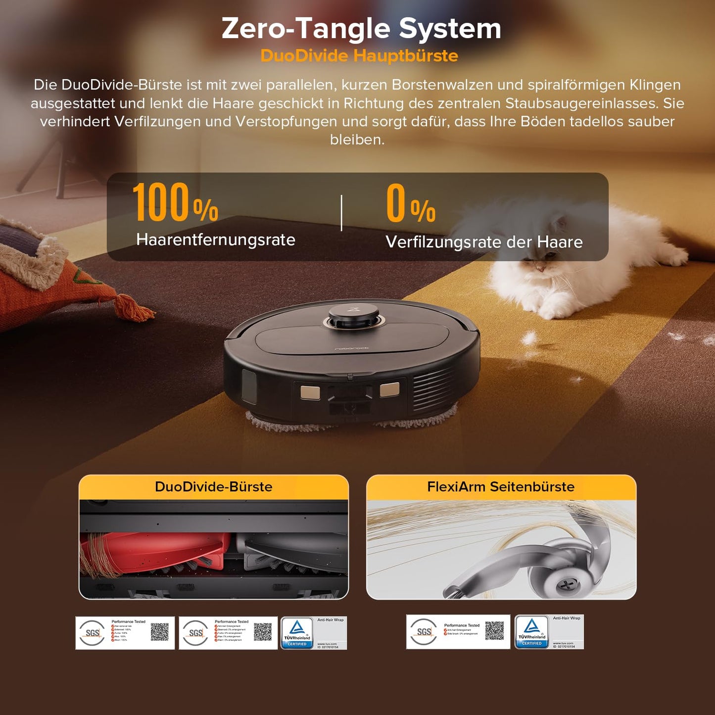 Roborock Qrevo S5V vacuum cleaner robot with mopping function & lift-off mop, 12,000Pa suction power, Zero-Tangle system, warm air drying, intelligent obstacle avoidance, multi-function docking station (Black)