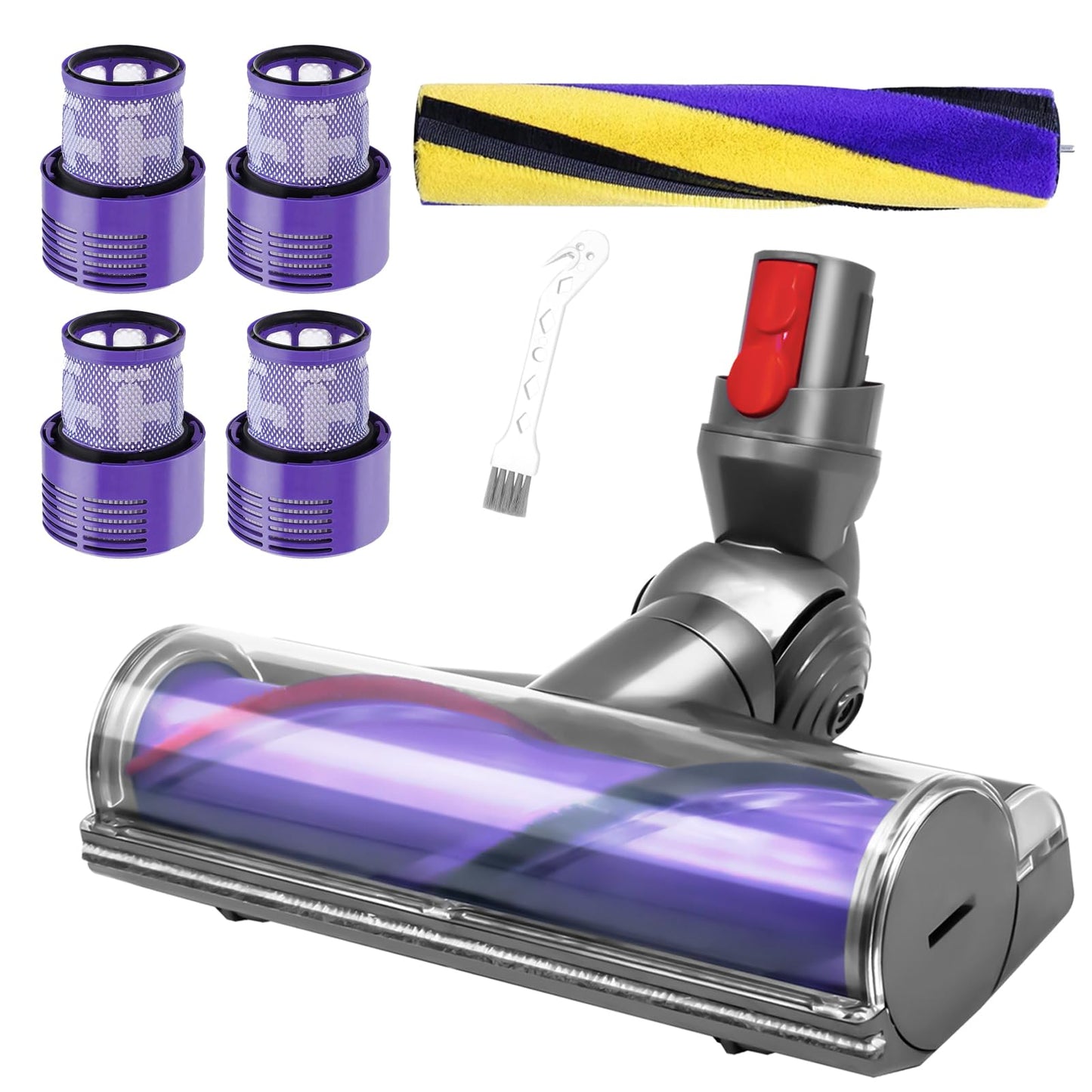 Electric brush for Dyson V12 Detect Slim V10 Digital Slim, replacement direct drive cleaner head turbine floor nozzle for Dyson V12 Slim V10 Slim, accessory turbo brush for hard floors and carpets.