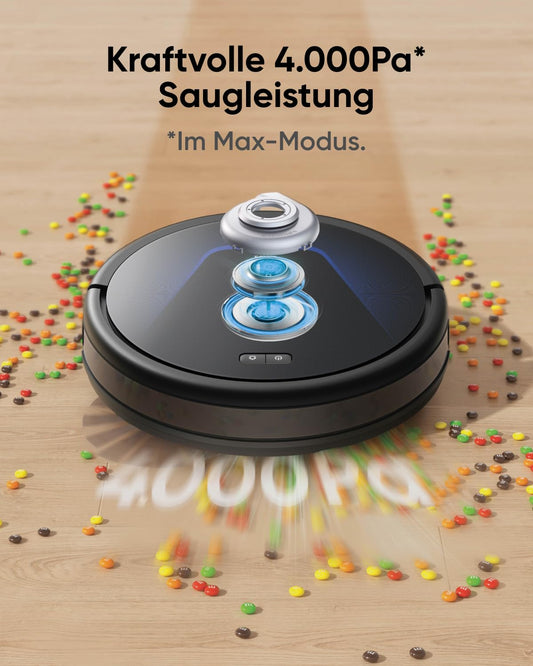 Eufy G50 Hybrid Robot Vacuum with Mop Function & 4,000Pa Strong Suction Power, Dynamic Navigation, Pro-Tangle-Free Brush, Mopping Pad for Light Surface Cleaning, Ideal for Pet Hair & Hard Floors