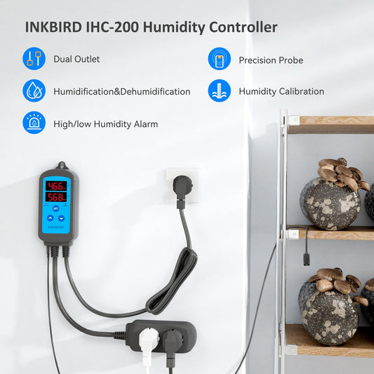 Inkbird IHC-200 moisture controller 220V Plug and Play Hygrostat, humidifier dehumidifier for mushroom greenhouse terrarium