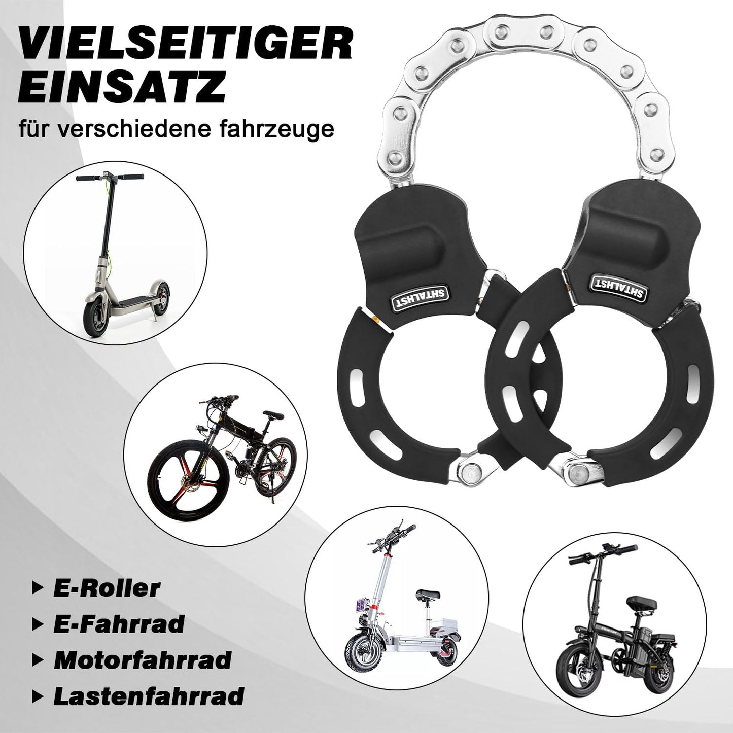 E-scooter lock, handcuff lock, lock for e-scooter and scooter lock, e-scooter accessory, handcuff cable lock for Segway, Ninebot, Xiaomi, NIU scooters (black)