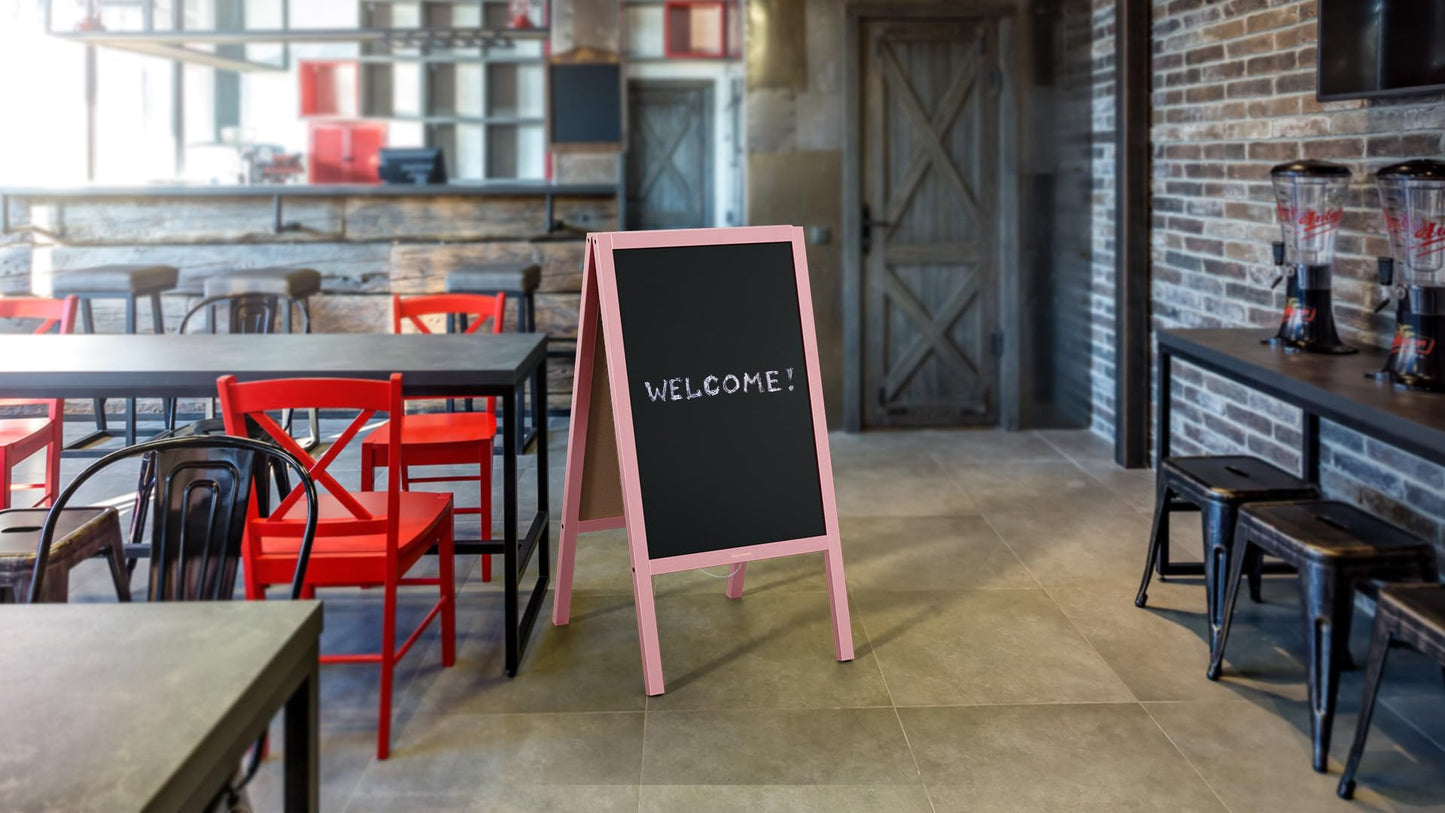 ALLboards A-board with pink wooden frame 118x61cm, advertising board, sidewalk sign, pavement sign, street stand, chalkboard