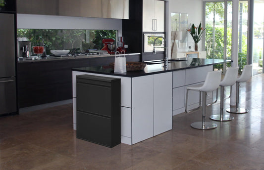 ARREGUI Top CR624-B Steel Recycling System with Storage Box with Lid | 4 Compartments Trash Can for Kitchen | 4x17 L (68 L) | 4 Compartment Waste Bin | Removable Inner Bins with Handles | anthracite