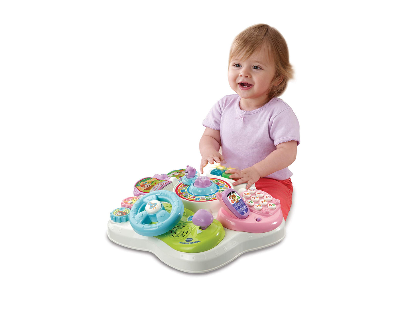 Vtech Baby Activity Table pink - Colorful baby play table with 6 play areas and interactive features - Learn colors, numbers, animals, music, and shapes in a playful way - For children aged 12-36 months.