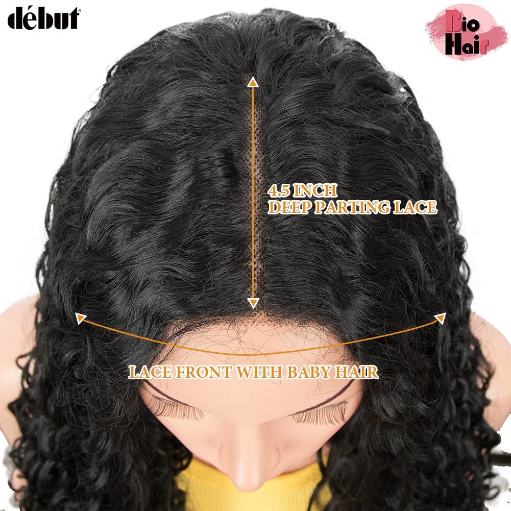 DEBUT Lace Front Wig Long Curly Wig for Women 76 cm 263g Synthetic Hair Side HD Lace Front 150% Density(76 cm,1B)