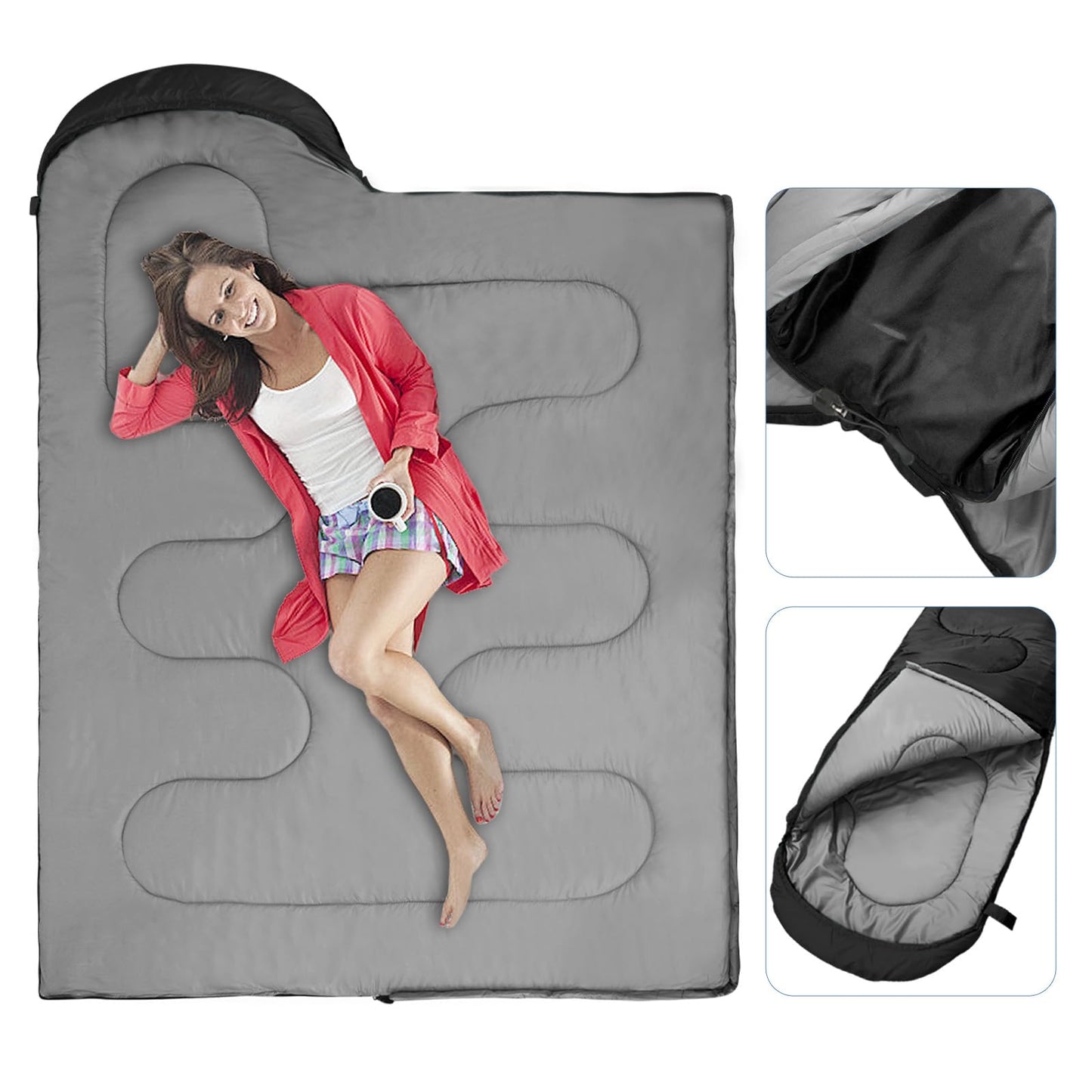 Outdoor camping sleeping bag for 3 seasons, adults sleeping bag, 2 in 1 function blanket sleeping bags, warm, lightweight, waterproof for backpacking, hiking, and traveling.