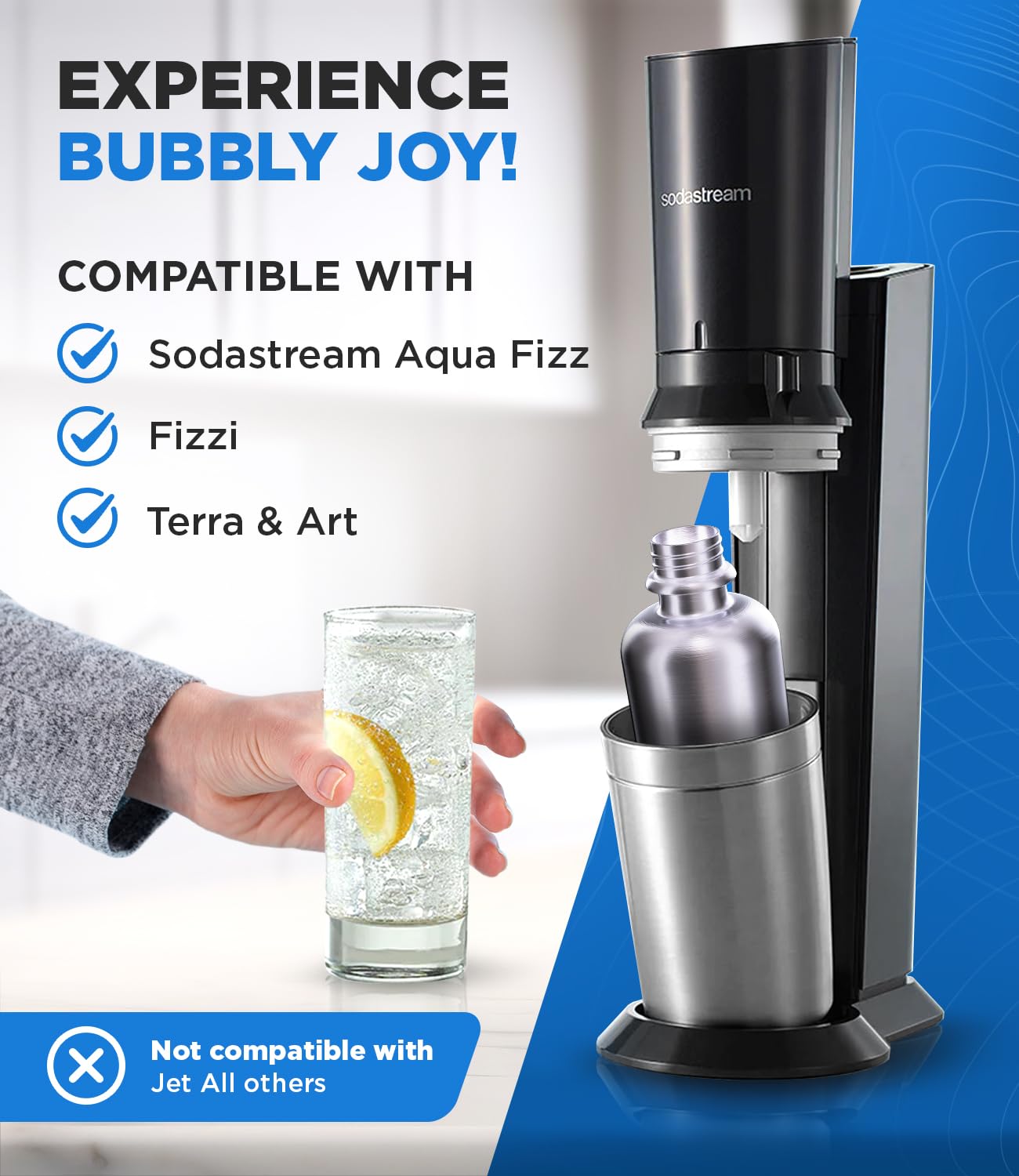 MATE OF STEEL® 100% plastic-free 750ml stainless steel bottle for Sodastream Terra, Fizzi & Art - Dishwasher safe stainless steel drinking bottle for soda streaming - Soda maker metal bottles.