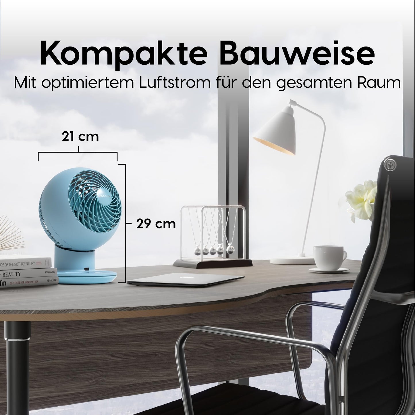 Iris Ohyama Woozoo, 30m², Fan, Matte Blue, 5 Speeds, Remote Control, Oscillating, Quiet, Table Fan, Desk Fan, Floor Fan, Portable, Cooling, PCF-SC15T.