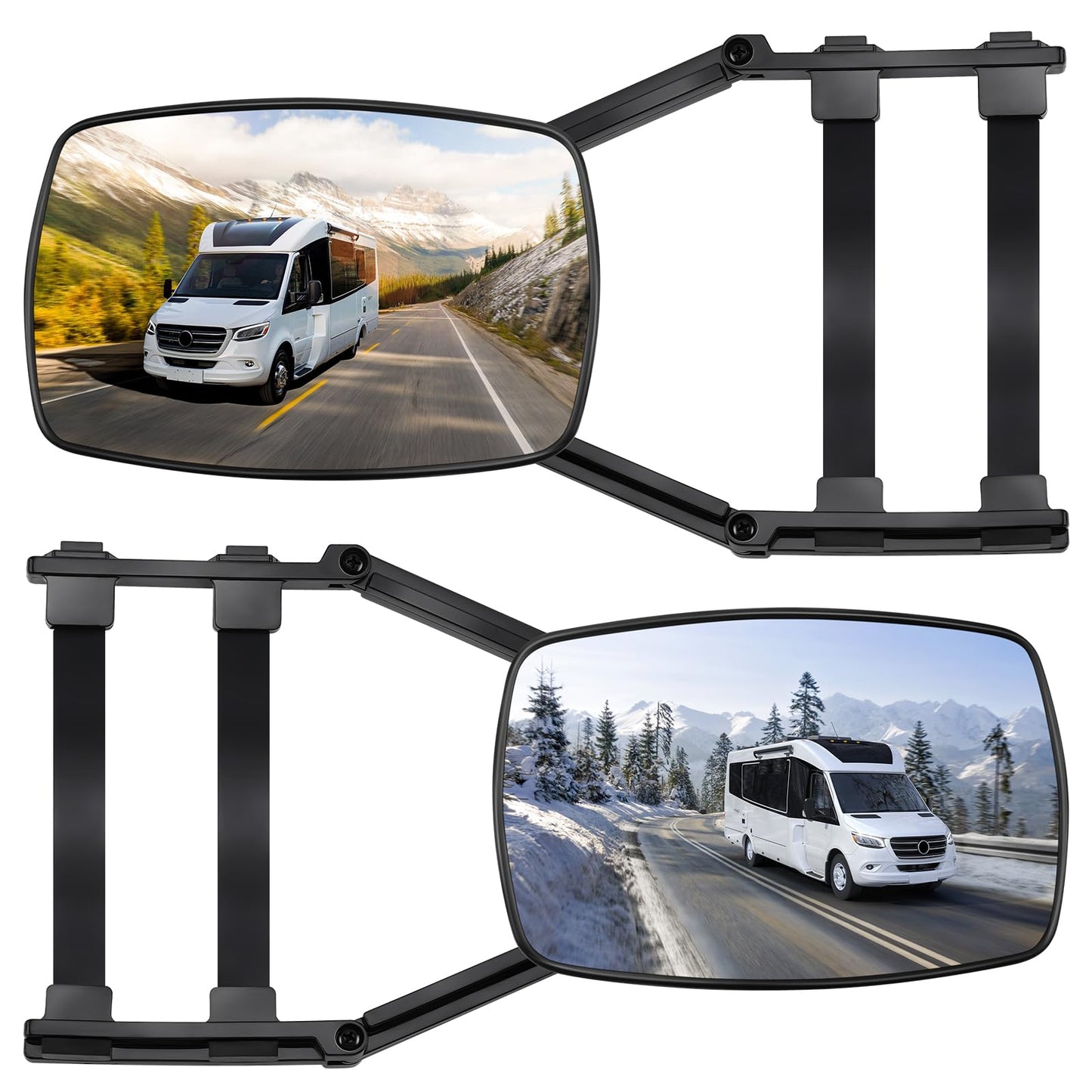 KAOLALI caravan mirrors, 2 pieces universal wing mirrors 2-piece set, car double side mirror, caravan wing mirrors, trailer mirrors for RV and Caravan, rotatable and foldable