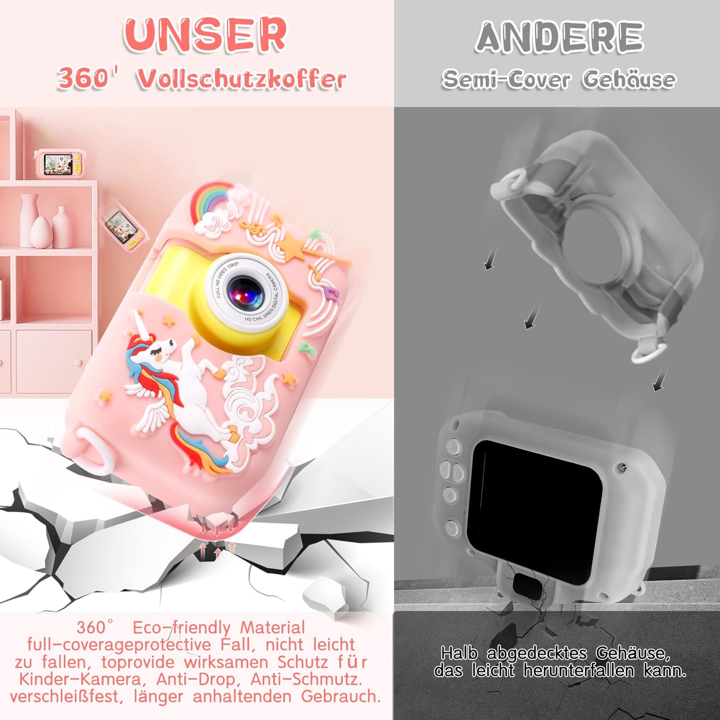 Children's camera for 3 4 5 6 7 8 9 10 11 12 year old girls/boys, kids camera with 180° flip lens & 2.4in IPS screen, birthday party gift toy for girls/boys, 32GB, X101