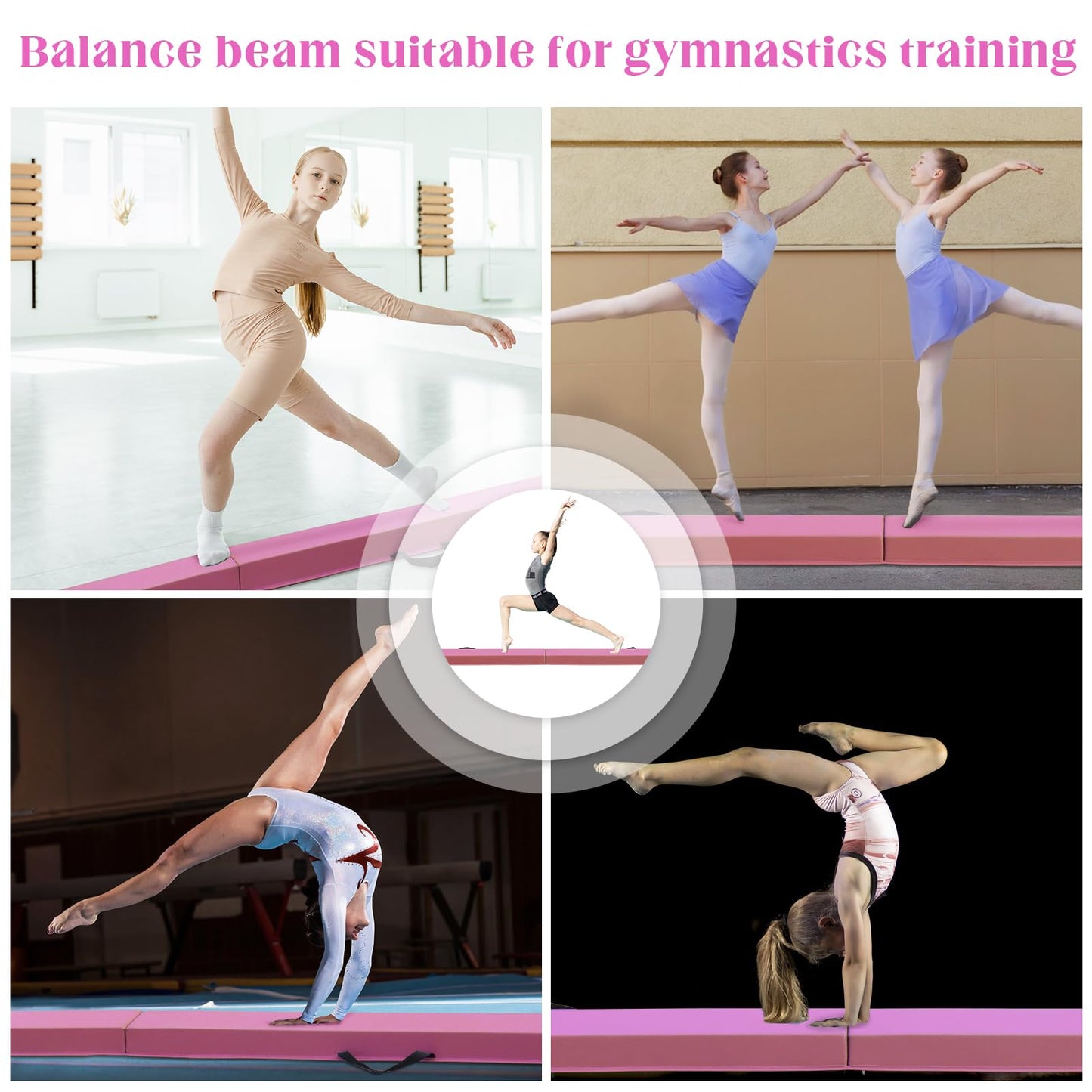 SportBob Balance Beam for Kids, foldable gymnastics beam 300cm PU leather balance beam for home training. Suitable for children's fitness and gymnastics.
