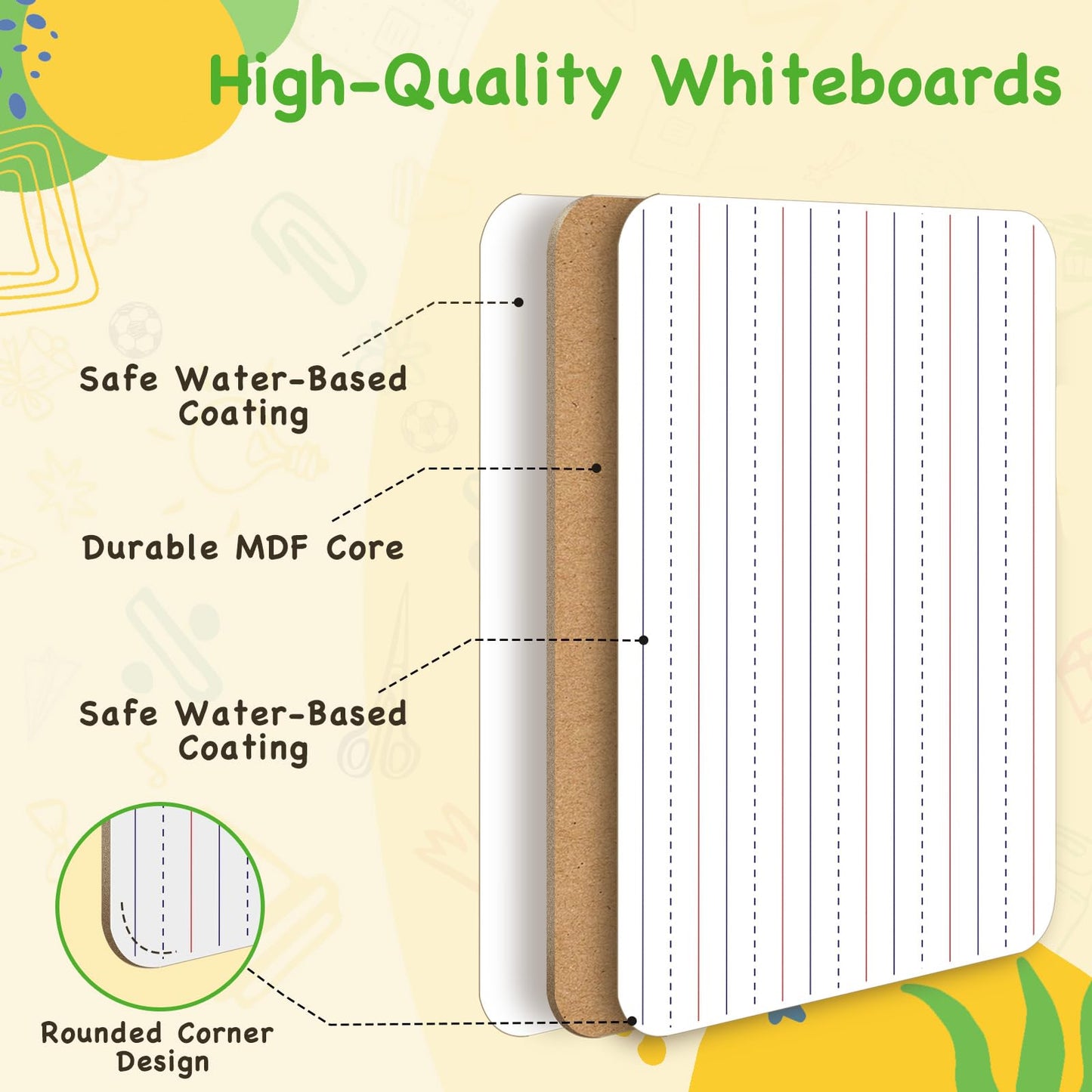 Ohuhu Whiteboard Small A4, Double-Sided Mini White Board, Dry Erase, Portable, for Students, Classroom, School, Home, and Office (Blank & Lined, Whiteboard Set - 25 Pack)