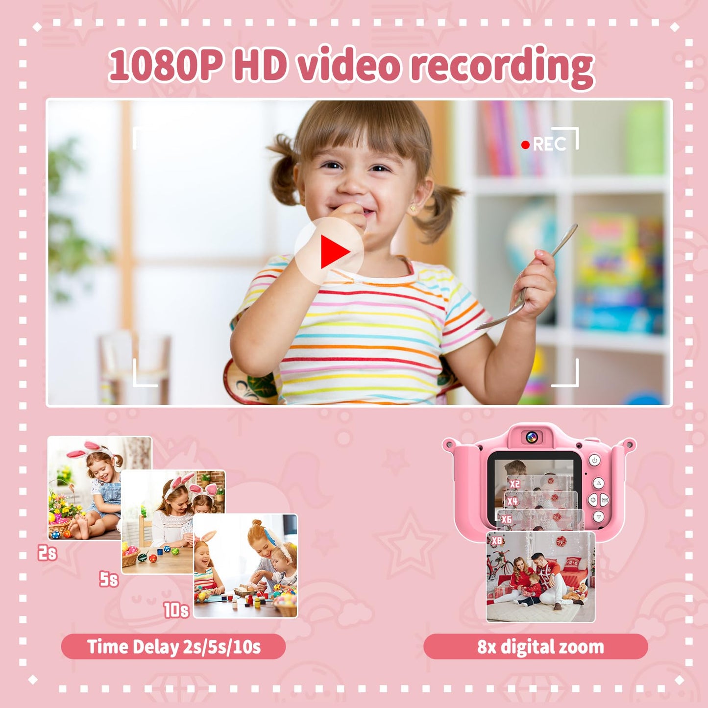 MYSTILUCK Kids Camera, 1080P HD Digital Camera for Kids with 2.0" Screen & 32GB Card, Camera Toy for Boys & Girls, Children 3-12 Years Christmas & Birthday.