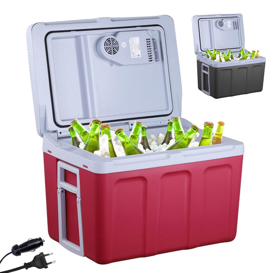 Arebos 40 liter cooler | for cooling & keeping warm | mini fridge | portable fridge with ECO mode | 12/230 V for car & socket | electric cooler | cooler bag | insulated bag | red