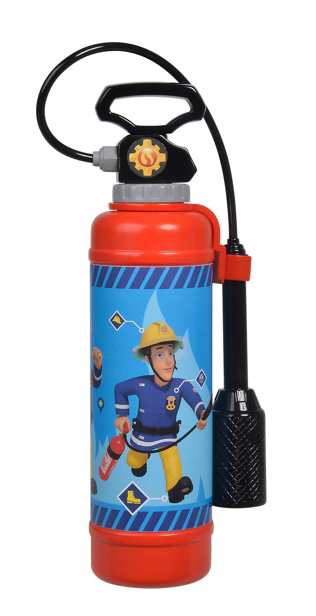 Simba 109252293 - Fireman Sam Firefighter Tank Backpack & 109252398 - Fireman Sam Fire Extinguisher Pro, with air pressure mechanism, tank volume: 900ml, 31cm, for kids aged 3 years and up