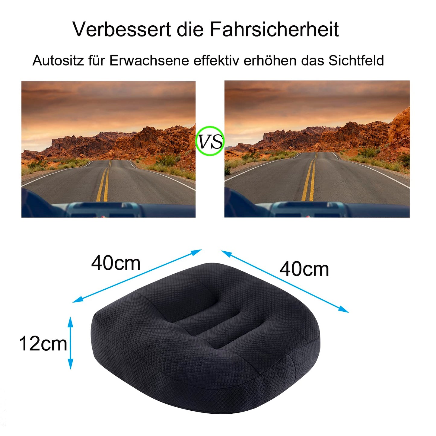 WYJHNL Ergonomic/Orthopedic Seat Cushion for Office Chair/Car, Seat Pad/Seat Pads/Seat Heightening Car Adult Seat Heightening for Bottom, back pain, Floor, Chair 40x40cm Black