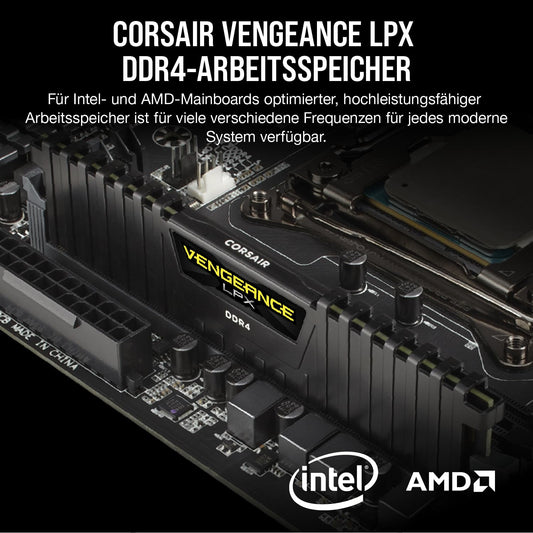 Corsair VENGEANCE LPX DDR4 RAM 32GB (2x16GB) 3200MHz CL16 Intel XMP 2.0 Computer Memory - Black (CMK32GX4M2E3200C16)