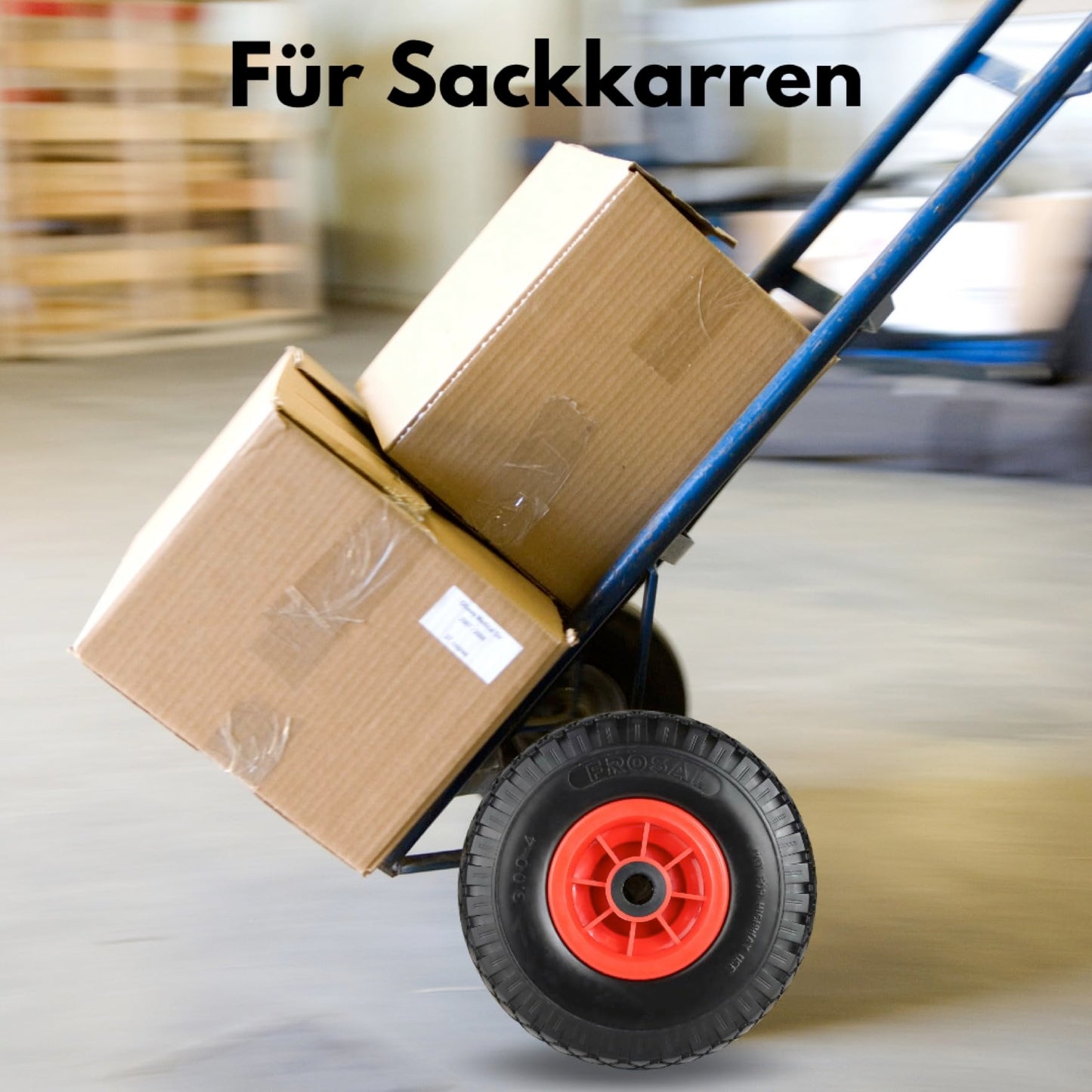 2 x Frosal PU Wheel Hand Truck 260 mm 3.00-4 | 20 mm Axle | Solid Rubber Hand Truck Wheel | Replacement Wheel for Cart Flat-Proof | Tire