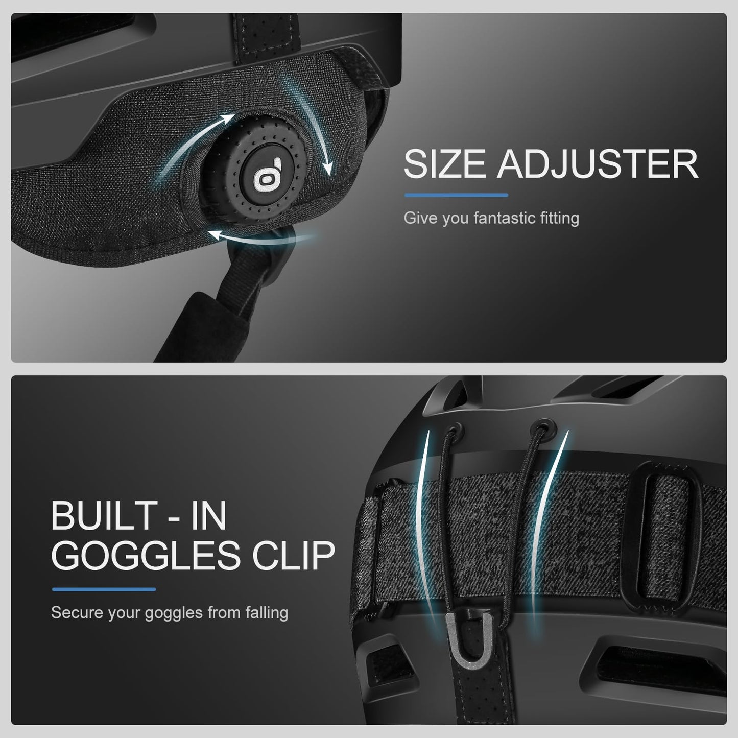 Odoland ski helmet with ski goggles for skiing and snowboarding, Adjustable size, with ear protectors for men, women, and teenagers.