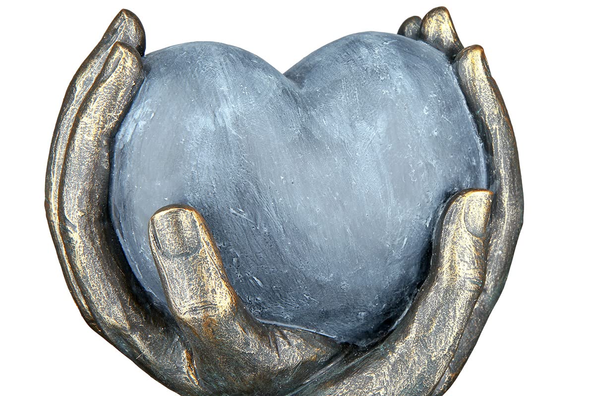 Casablanca modern design GILDE deco sculpture heart in hands - poly - gift birthday christmas - deco living room - color: bronze gray - height 15 cm.
