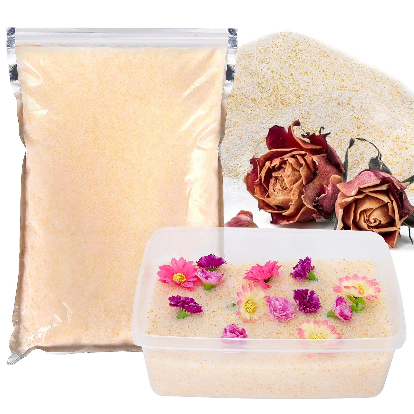5.0 lbs Silica Gel Flower Drying Crystals, Silicate Desiccant for Drying Flowers, Reusable Flower Preservative, Color-Indicating Fine Crystals Desiccant