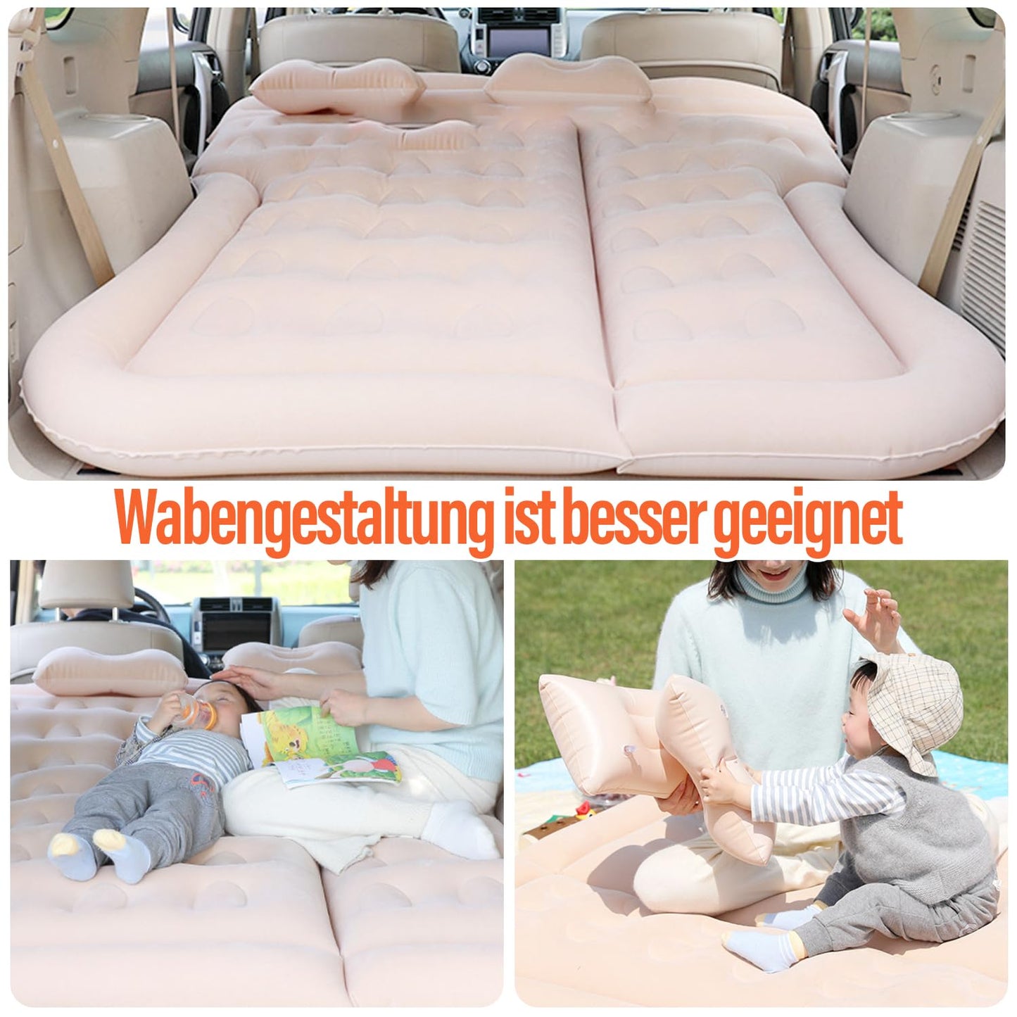 Ergocar Car Air Mattress SUV Inflatable Mattress with Pump MPV Air Bed Camping Car Pillow Elevated Air Mattress For Camping Travel Backyard Beach (Gray)