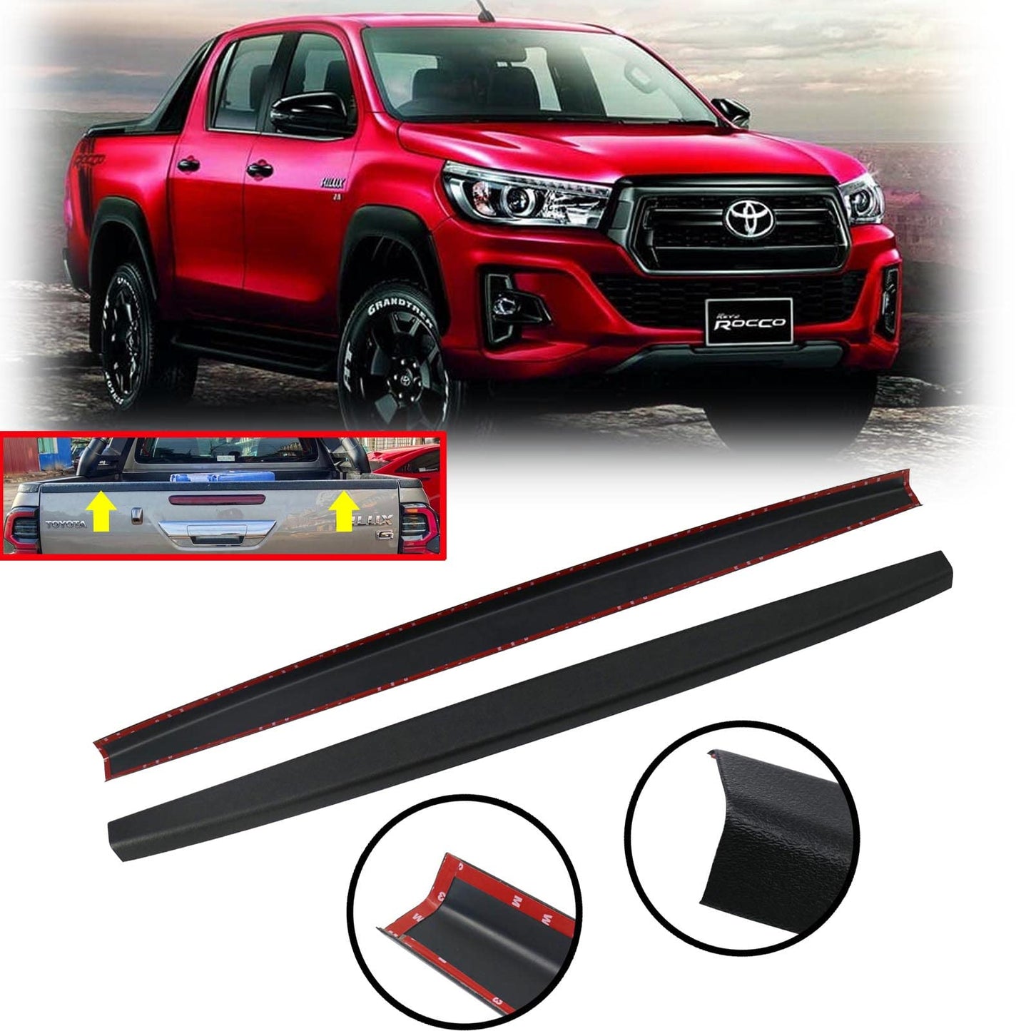 JHCHAN tailgate guard bumper guard for Toyota Hilux 2015-2020 Invincible Icon Active Hilux SR and Hilux SR5 Pick-Up, Hilux AN110 AN120 AN130 bumper guard.
