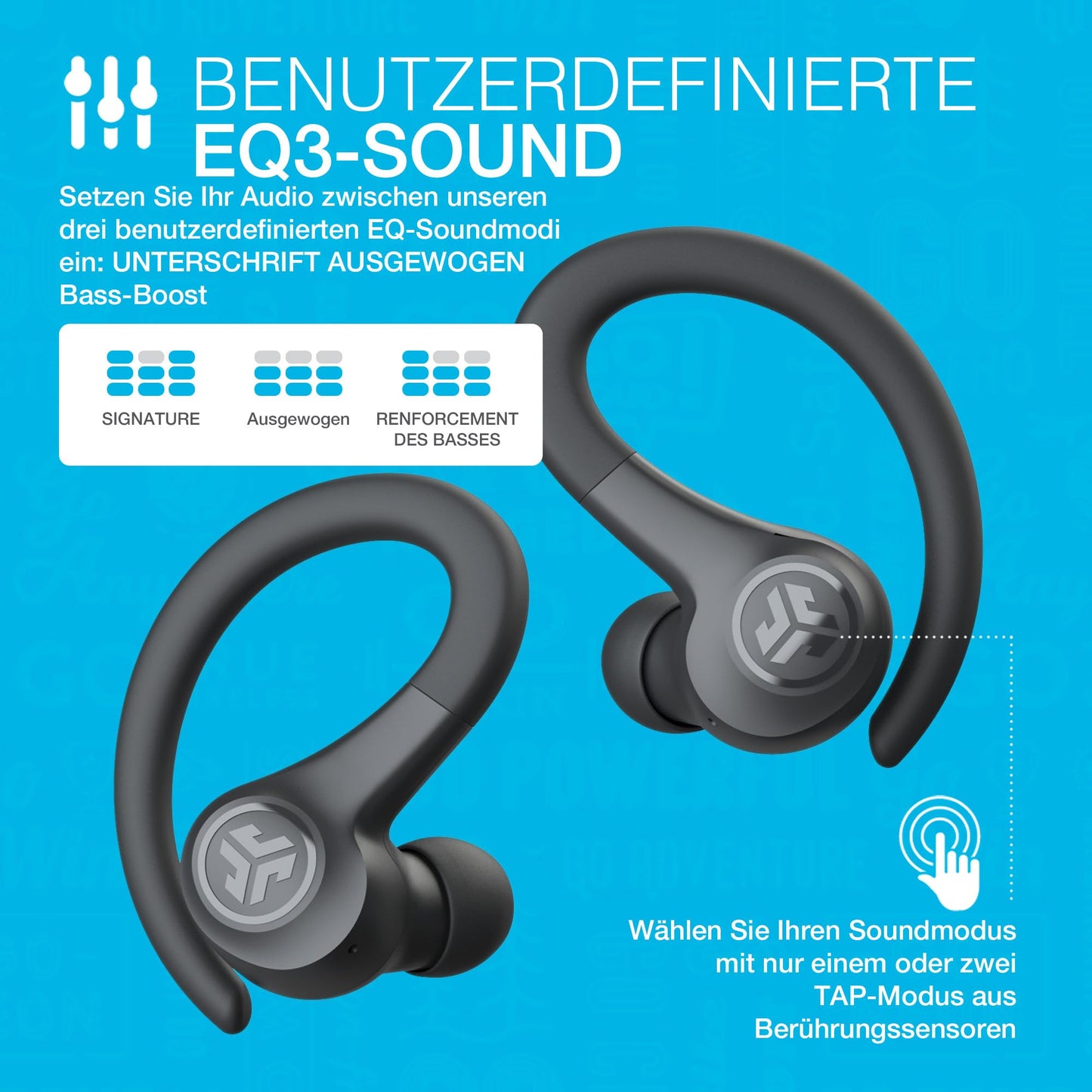 JLab Go Air Sport, wireless in-ear headphones, Bluetooth Sport headphones - Sport earbuds, 32+ hours, USB charging case, 3 EQ sound - True wireless headphones for gym, running, teal.