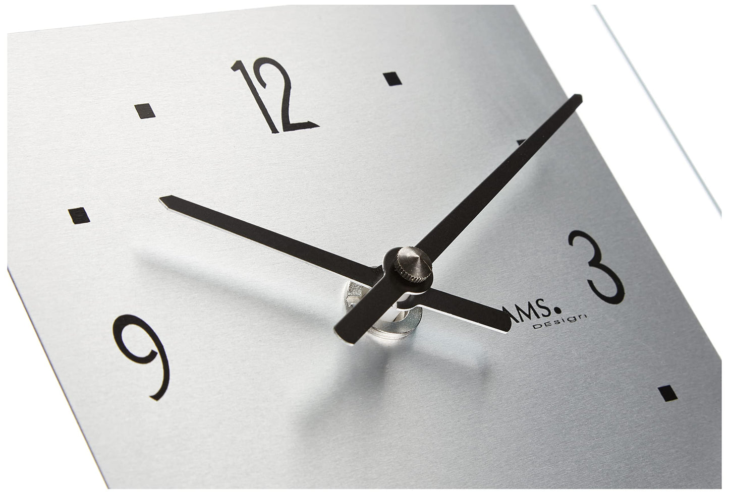 AMS quartz table clock, silver, 19 x 16 x 4 cm