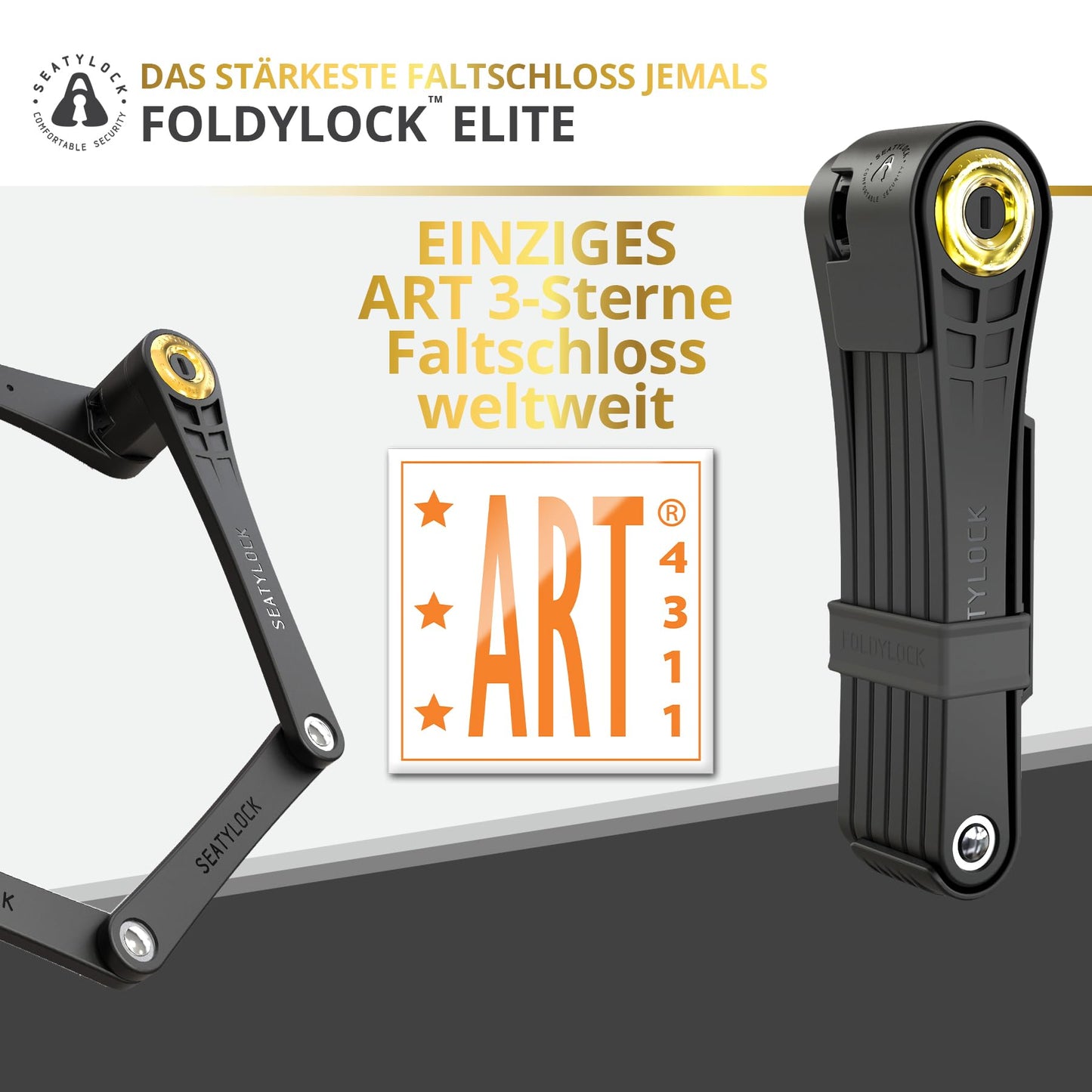 FoldyLock Elite bike lock with key - Patented folding lock with mounting bracket - Sold Secure Gold winner bicycle accessory - High security for city bikes and eBikes - 110 cm