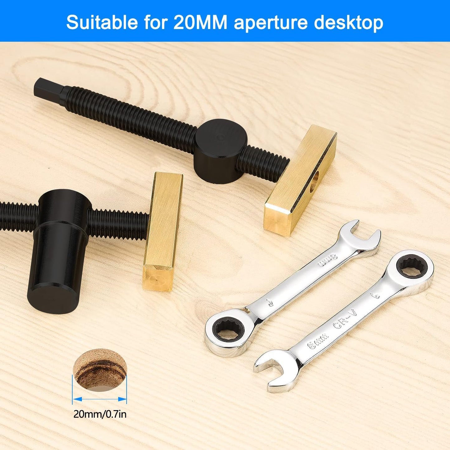 2 pieces workbench vice accessory clamp, 4 pieces positioning clamping elements vice, workbench hold-down 20mm hole for woodworking, desk clip, quick fixed clamp (black)