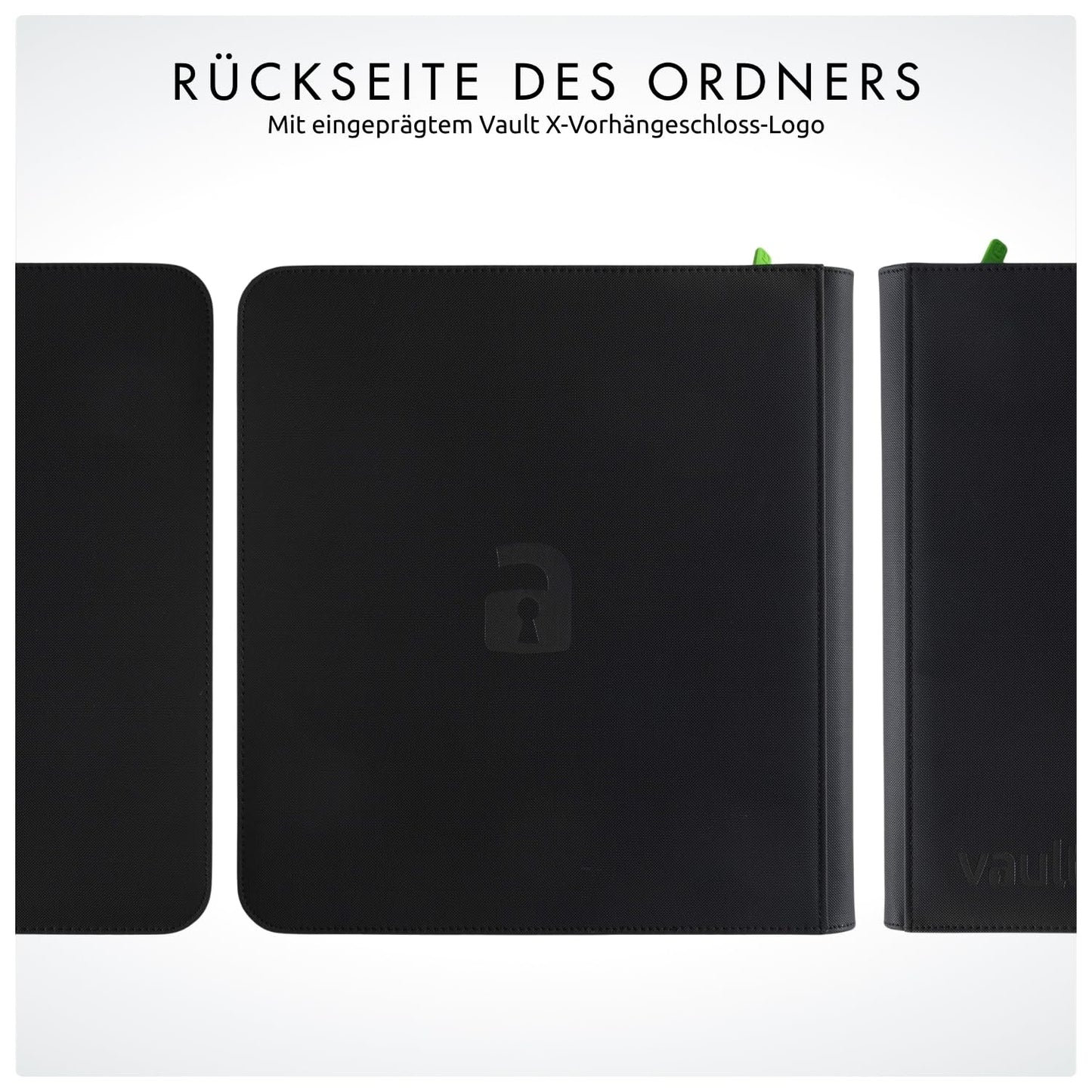 Vault X 12-Pocket Trading Card Binder with Zipper, holds 480 cards, made of premium Exo-Tec material, 20 side-loading pages, collector's album for trading card games, sports cards, TCG (Black)