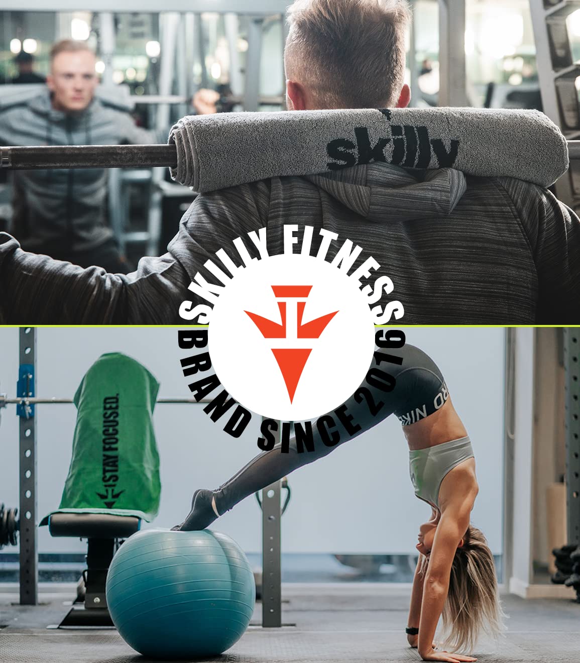 skilly FBT120 fitness towel I 120x50cm I Designed in Germany, made in Portugal I Functional towel with anti-slip feature made of high-quality Öko-Tex certified cotton.