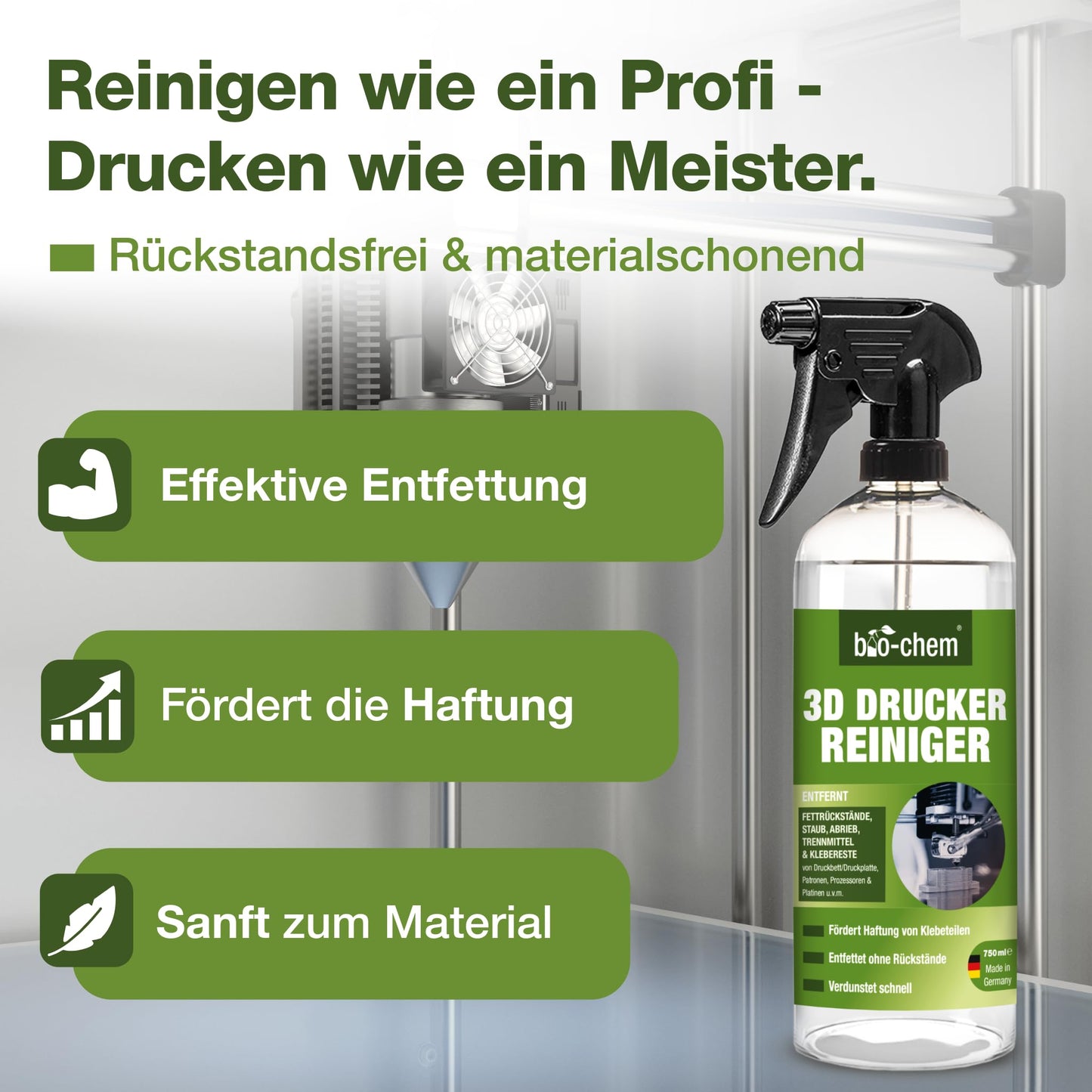 3D printer cleaner 750 ml spray for all 3D printers, PC parts, and other electrical devices I Environmentally friendly 3D print bed cleaner with high solvency I Odorless and non-hazardous