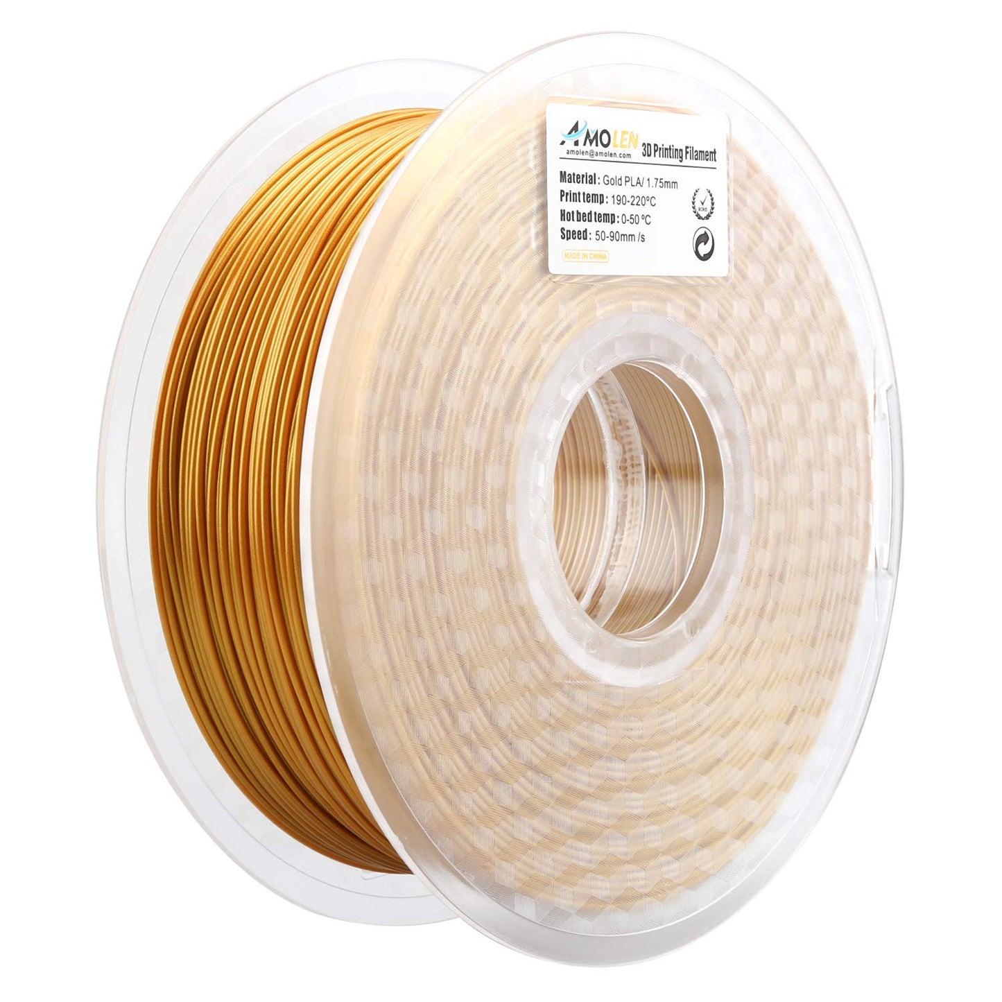 AMOLEN PLA 3D Printer Filament, 1.75mm, Frosted Copper (Real Gold, 1kg)