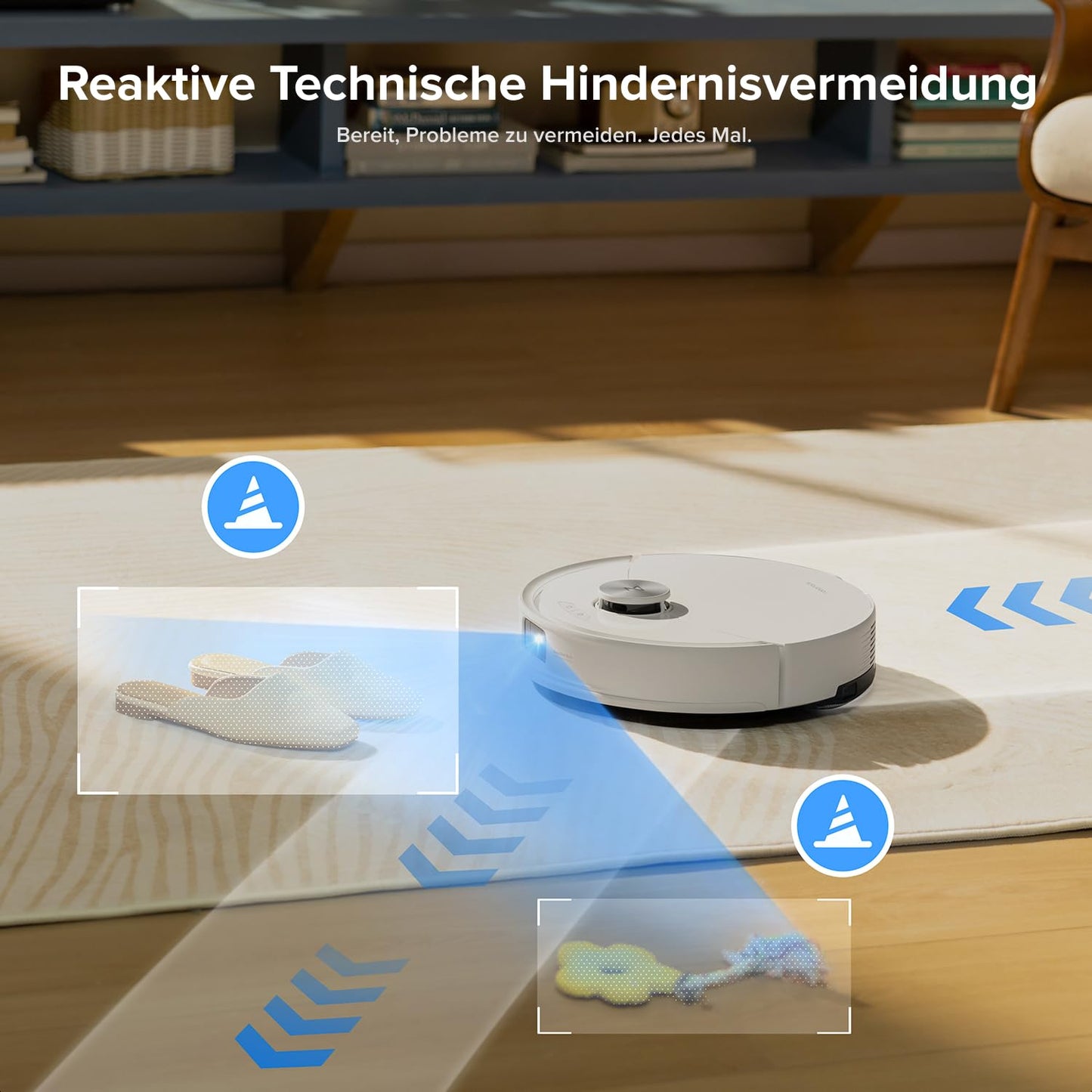 roborock Q10 S5+ Robot Vacuum with Mopping Function, 10,000 Pa HyperForce Suction Power, Dual Anti-Tangle System, Auto Lifting Mopping, Ideal for Pet Hair, Carpets, Hard Floors (White)