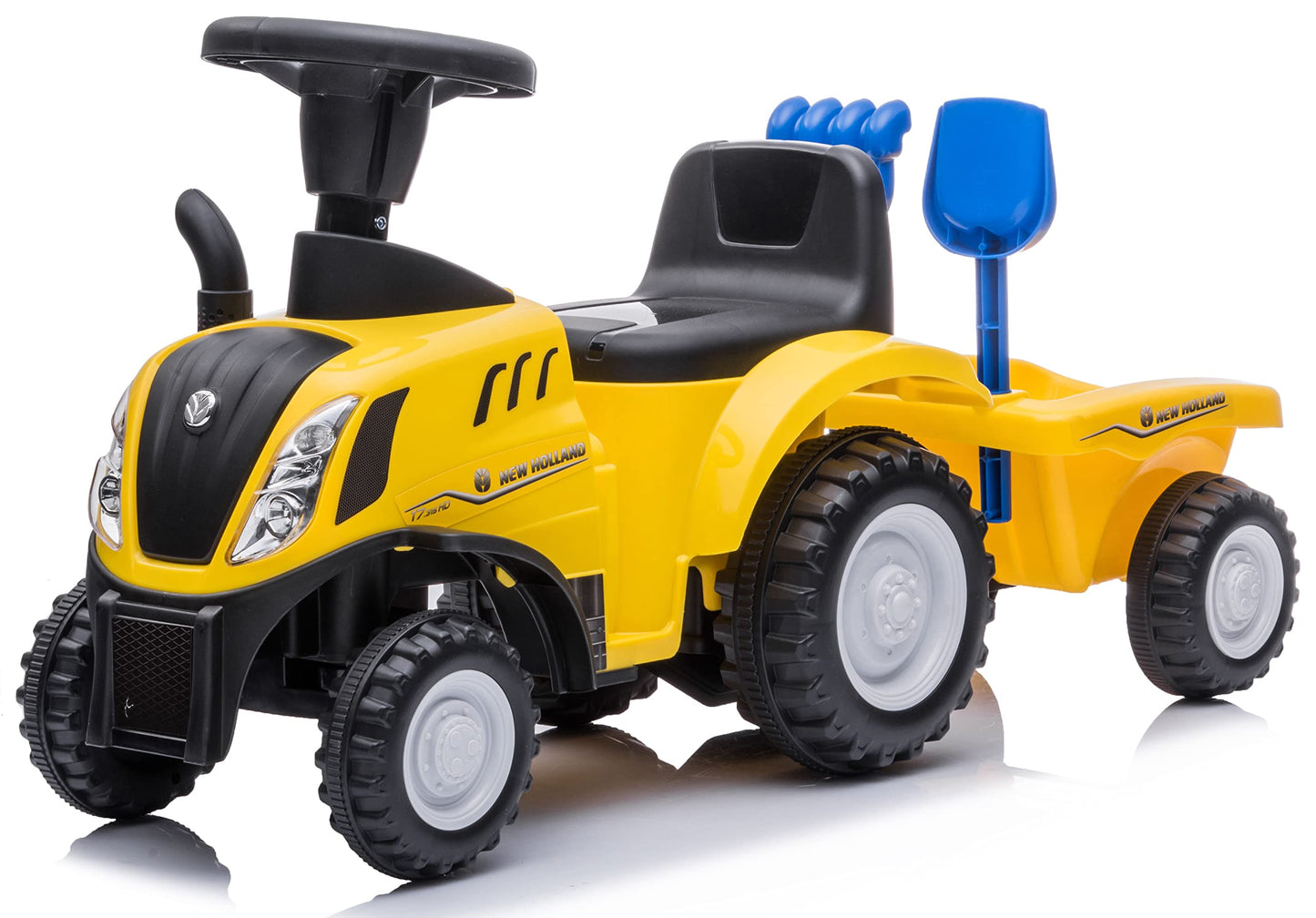 Children's slide car slide vehicle New Holland tractor with trailer push toy children's vehicle walking aid with horn plastic (yellow)