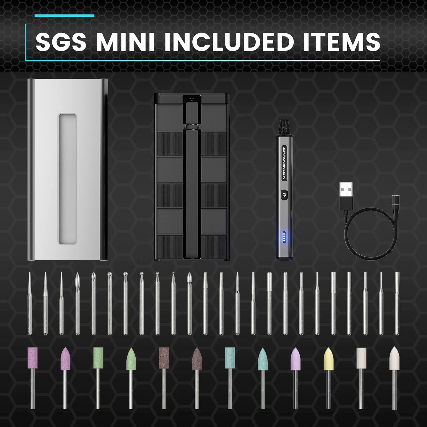 Arrowmax wireless mini rotary tool, Bluetooth, app, magnetic charging, CNC aluminum casing, grinding, polishing, etching, engraving, crafting (SGS MINI)