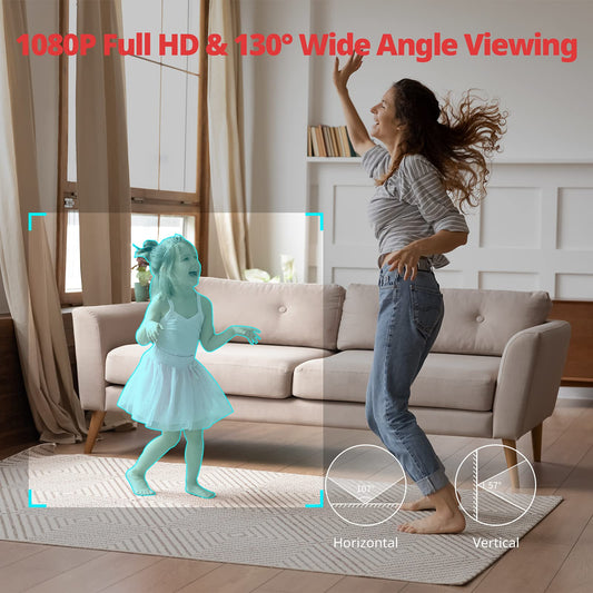 SwitchBot Security Indoor Camera, motion detection for baby monitor 1080p smart WiFi pet surveillance camera for home security with night vision, two-way audio, works with Alexa