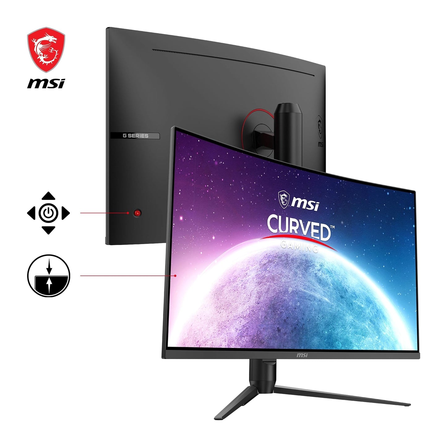 MSI G32CQ5P 31.5 inch (80cm) WQHD Curved Gaming Monitor - 1500R 2560 x 1440 VA Panel, 170Hz / 1ms, Adaptive Sync, 3-Way Adjustable Stand - DP 1.2a, HDMI 2.0b CEC
