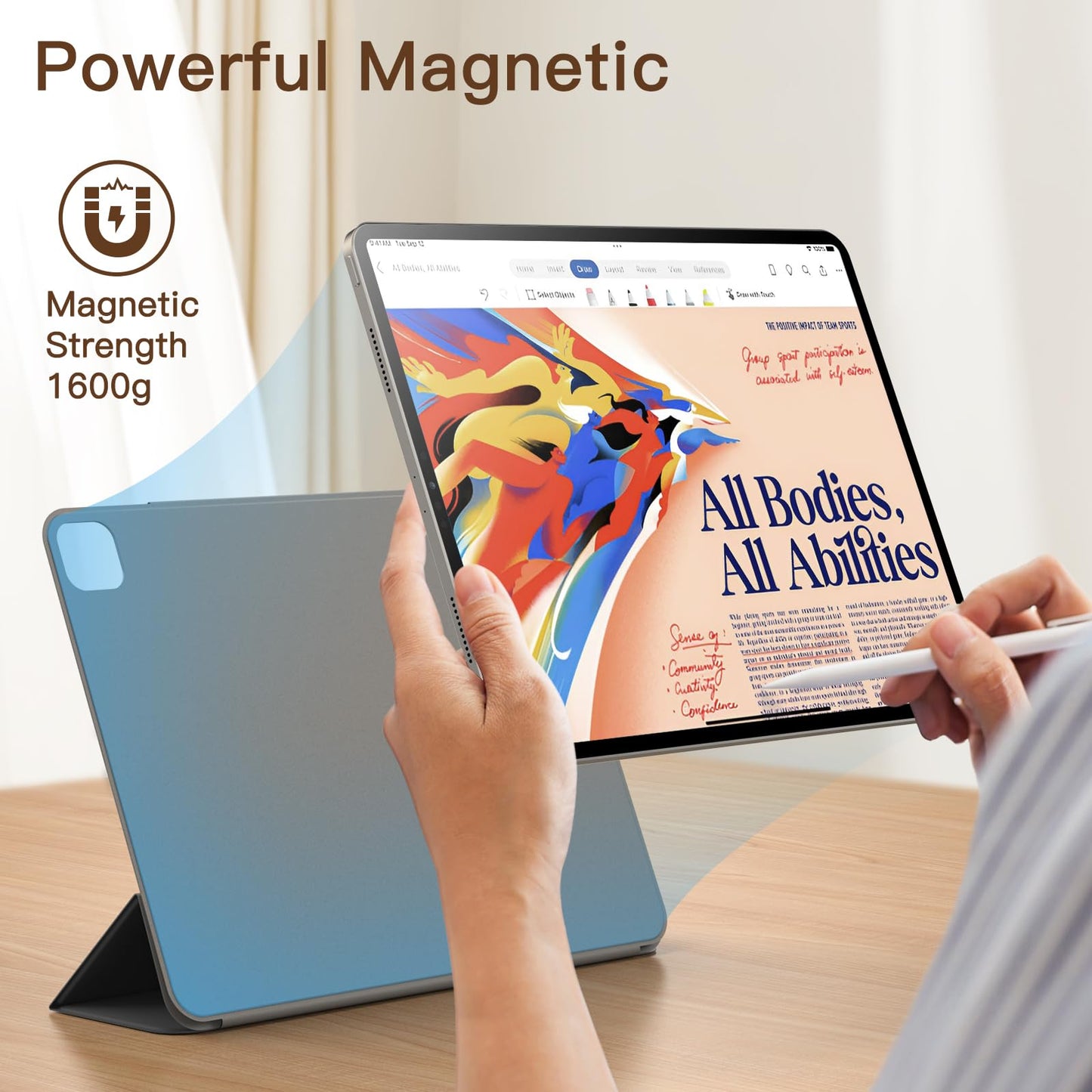 JETech Magnetic Case for iPad Pro 12.9 Inch 2022/2021/2020/2018 (6th/5th/4th/3rd Gen), 2nd Gen Pencil Charging, Case with Auto Wake/Sleep (Black)