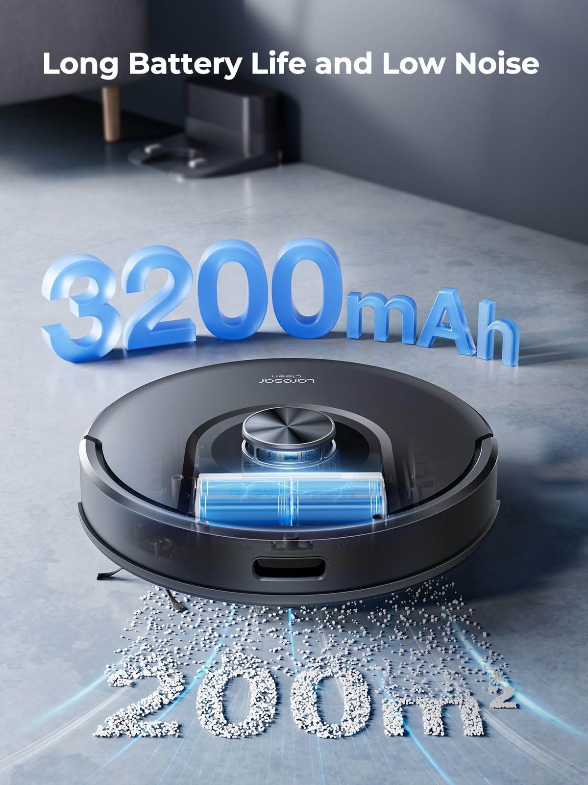Laresar Clean robot vacuum with mopping function, LiDAR navigation, live map, 5000Pa suction power Mars01 up to 180min, perfect for pet hair, carpet, hard floors.